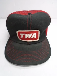 Vintage TWA AIRLINES BLACK/RED ADJUSTABLE BASEBALL CAP - Picture 1 of 9