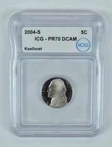 2004-S Jefferson Nickel Keelboat PR70 DCAM ICG *9990 - Picture 1 of 5