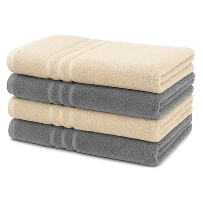 4 Premium Duschtuch 70x140cm –Flauschige hochwertige Badetücher Anthrazit Beige - Bild 1 von 4