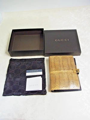 Gucci Agenda Bloc de notas Libro Cubierta Planificador Raro Piel de serpiente con bolígrafo etc EX Foto 1 de 4