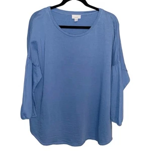 J Jill Pure Jill Top Mujer XL Alto Felpa Francesa Tela Camisa Cómoda Relajada Azul - Imagen 1 de 11