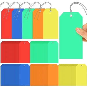 500 Pack Plastic Shipping Tags with Wires 6.3 x 3.15 Inch Waterproof Hang Tag... - Picture 1 of 7
