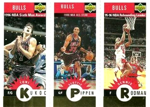 1996-97 Collector's Choice Chicago Bulls #B2 Kukoc Pippen Rodman Bad Corner Hof - Imagen 1 de 1