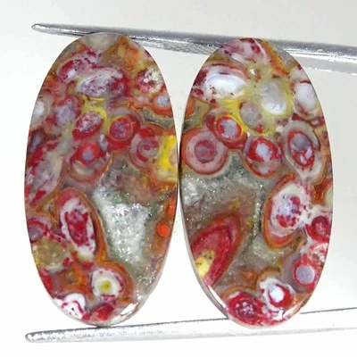 22.60Cts Natural Red Palm Root Agate Oval Pair Cabochon Loose Gemstone 12x24x4mm - Image 1 of 4