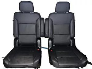 2024 2023 Tahoe Yukon 2nd Row Rear Seats Captains Chairs Black Leather - Picture 1 of 4