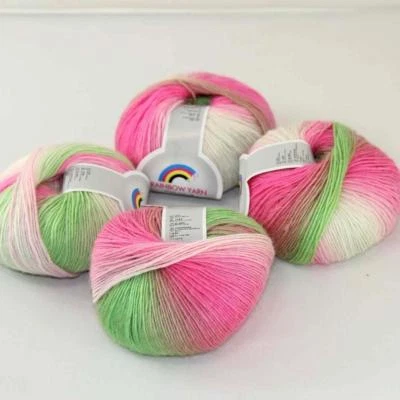 Hot 4Balls*50g Soft Cashmere Wool Rainbow Wrap Shawl DIY Hand Knitwear Yarn 06 - Image 1 of 4