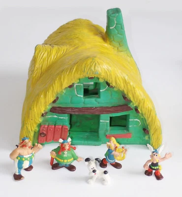 Bully Asterix - Haus + 1974 Dargaud 4 Figuren Oberlix Idefix Trubadix Majestix - Bild 1 von 4
