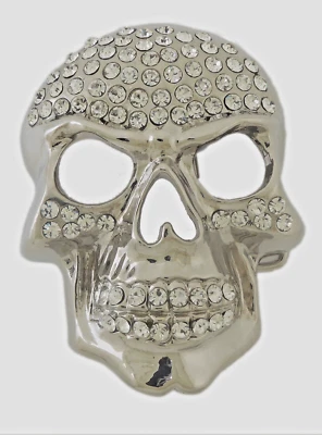 Skull Belt Buckles New Men Women Iced Style Silver Metal Bling Rhinestones Rebel - Image 1 of 4