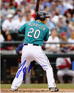 LOGAN MORRISON  SEATTLE MARINERS    ACTION SIGNED 8x10