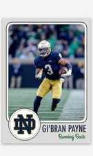 Gi’Bran Payne NMT Custom Art College Football Card! Notre Dame!
