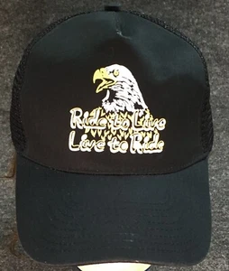 Vintage NOS Original Ride To Live To Ride Cap Mesh Back Hook & Loop Bikers Hat - Picture 1 of 6