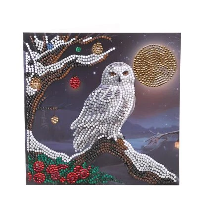 CRAFT BUDDY Frosted Moon Owl - 18x18cm Crystal Art Card