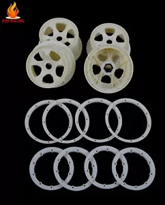 Mozzo ruota anteriore e posteriore in nylon ad alta resistenza e set cerchi bianchi per 1/5 Hpi Baja 5b - Foto 1 di 1