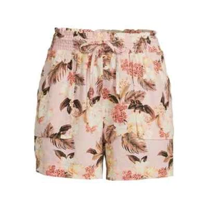 Pantalones Cortos Mujer Time and Tru Lino Rosa Rubor Floral Grande (12-14) - Imagen 1 de 4