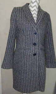 Ness Houndstooth Duffle Coat grey / Blue- Ladies Size 12 - Picture 1 of 12