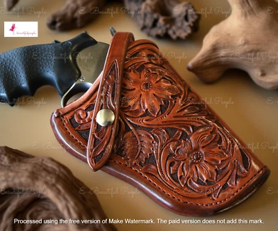 Handcrafted Leather Gun Holster Barrel Size Revolver 4"- 7.5" Cowboy Western - Image 1 of 4