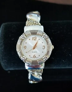 Accutime Two Tone Cuff/Bangle Watch 2E06DT 6"-7" New Battery - Picture 1 of 4