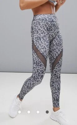 Leggings de malla amortiguador con patrones grises y blancos para damas gimnasio talla activa Reino Unido S  Foto 1 de 4