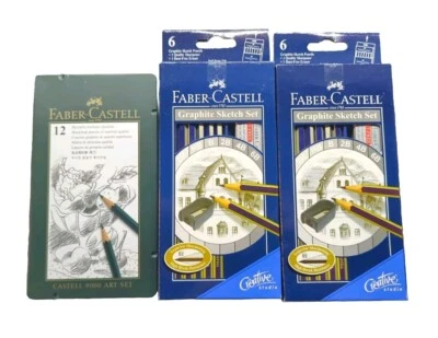 Lote de 2 LÁPICES Y BORRADORES DE DIBUJO DE GRAFITO FABER-CASTELL STUDIO Y 1.9000 Juego de Arte Foto 1 de 3