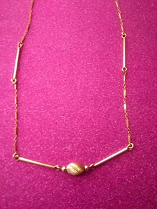 Wgt 3,30 g, 14 K VINTAGE GELBGOLD HALSKETTE mit STÄBEN & PERLEN, 17" L, 2,5 mm - Bild 1 von 19