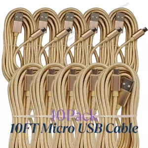 10 PACK Micro USB Cable 10FT/3M Charger Cord Lot For Android Samsung Moto HTC LG - Picture 1 of 14