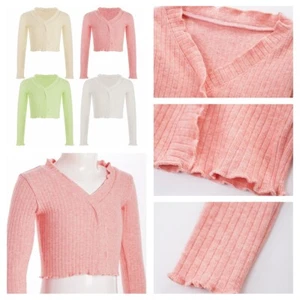 Kids Girls Pullover Wrap Cardigan Workout Sweater Yoga Shirt Party Crop Top Tee - Picture 1 of 56