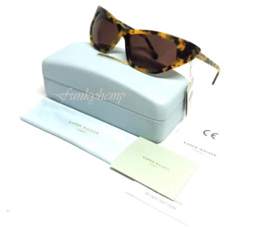 NUEVO CON ETIQUETAS Auténticas Gafas de sol Hechas a Mano Karen Walker Superhéroe Crazy Tort/Marrón Mono Foto 1 de 4