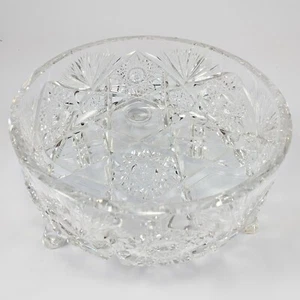 Centro de mesa vintage de vidrio cortado con plomo de cristal de 3 patas para servir ABP - Imagen 1 de 7