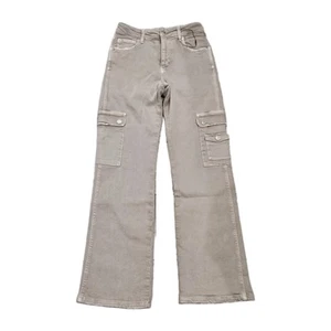 New Zara Girl Beige Signature Denim Straight Leg Cargo Stretch Jeans Pants 13-14 - Picture 1 of 4