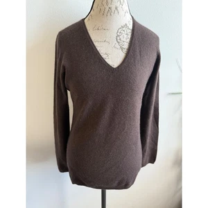 Kirkland Signature 100% Cashmere V Neck Long Sleeve Sweater Women's Medium Brown - Picture 1 of 6