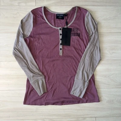 Harley Davidson Womens XL Authentic Bar & Shield Pink Rib-Knit Longsleeve Biker - Image 1 of 4