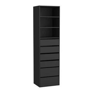 Wardrobe Storage Cabinet Shelf Unit Clothes 3 Shelves 6 Drawers Black - Picture 1 of 9