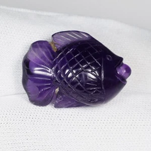 21.06 ct GLITTERING PURPLE VIOLET  NATURAL AMETHYST FISH CARVING See Vdo 6390 GD - Picture 1 of 2