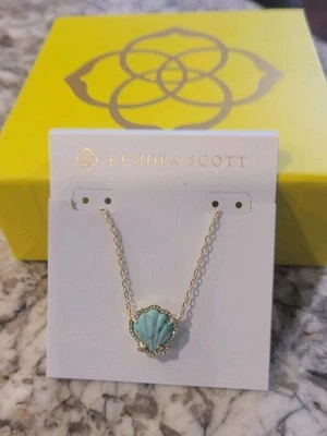 Kendra Scott Brynne Colgante Collar Dorado Verde Mar Crisocola Nuevo con Etiquetas $75 CAJA de Regalo Foto 1 de 3