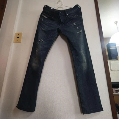 Diesel Hombres S Envejecido Azul Oscuro Ajustado Denim Lujo Informal Moda Italiana Foto 1 de 4
