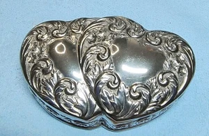 Double Heart Silver-plated Trinket Box - Picture 1 of 8