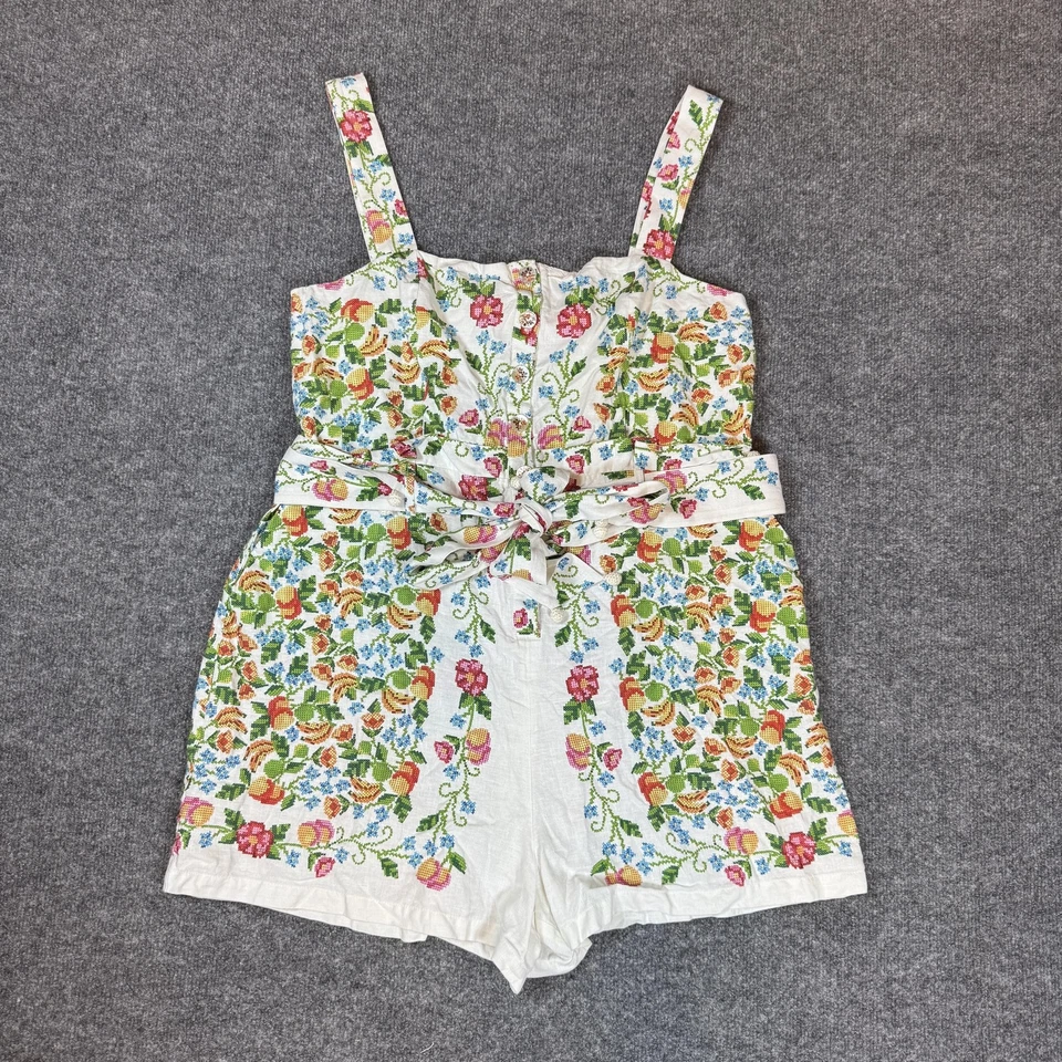 Mameluco Farm Rio para mujer extra grande blanco floral con cinturón tropical romance Foto 1 de 4