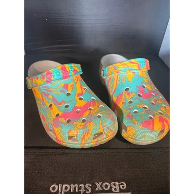 Crocs Classic Clog Women's Size 8 Men's Size 10 Multi Color Swirl Comfort Shoes - Image 1 of 3