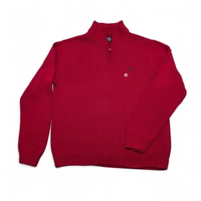 Chaps Red Quarter Zip Sweater XL 100% Cotton Knit Pullover Classic Winter NWOT - Image 1 of 4
