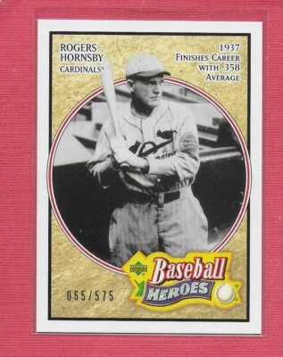 Tarjeta base 2005 Upper Deck Baseball Heroes #174 Rogers Hornsby #ed Foto 1 de 2