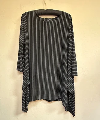 Удобный США женщин 3/4 рукав черный в полоску симметричный качели туника Топ средний - Изображение 1 из 4