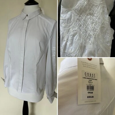 BNWT rrp £69🩶COAST FRIDAY . Ivory Embroidered  Long Sleeve 'LUNA' Shirt Sz 12🩶 - Image 1 of 4