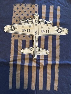 B17 Bomber WW2 Flugzeug Aircraft USA Flagge Veteran Pilot T-Shirt M blau - Bild 1 von 4