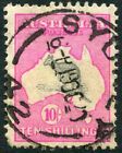 AUSTRALIA-1917 10/- Grau & Rosa Sg 43 stumpfe Ecke DURCHSCHNITTLICH GEBRAUCHT V35813