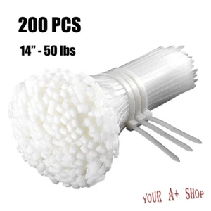 200PCS Nylon Cable Ties 14 in 50 LBS Heavy Duty Self-Locking Wrap Wire Zip Ties - Picture 1 of 9