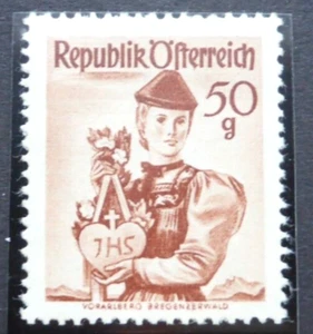 Österreich 1948, Mi 904, DS Trachten Vorarlberg, postfrisch - Bild 1 von 1