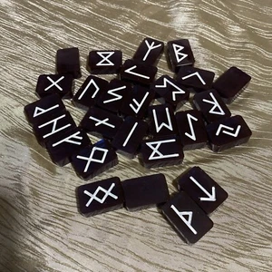 Blue-purple Translucent Resin Rune Stones, Elder Futhark, Pagan, Set Of 27 - Picture 1 of 7
