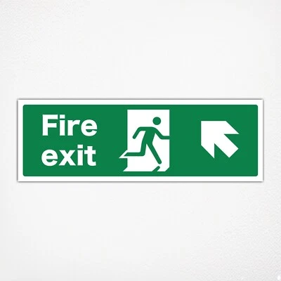 SEZ DESIGN Feuerausgang oben links Vinyl Aufkleber Schild 100mm x 300mm Notausgang Wandschilder