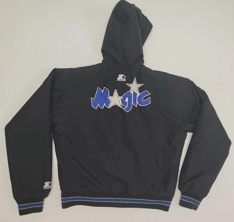 Vtg 90s Starter Orlando Magic Full Zip Puffer Pullover Jacket, Youth L, Hooded Cover