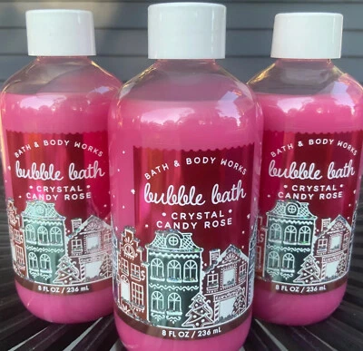 3 (THREE) CRYSTAL CANDY ROSE 8oz Aloe BUBBLE BATH Bath and & Body Works - Image 1 of 2